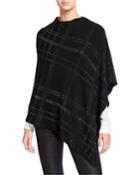 Stud-embellished Knit Poncho, Black