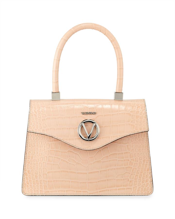 Melanie Croc-embossed Leather Top-handle Bag
