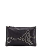Leather Monkey-stud Clutch Bag
