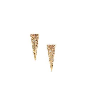 Wonderland 18k Yellow Gold Pave Diamond Stinger Stud Earrings,