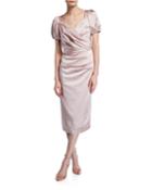 Folded-wrap Puff-sleeve