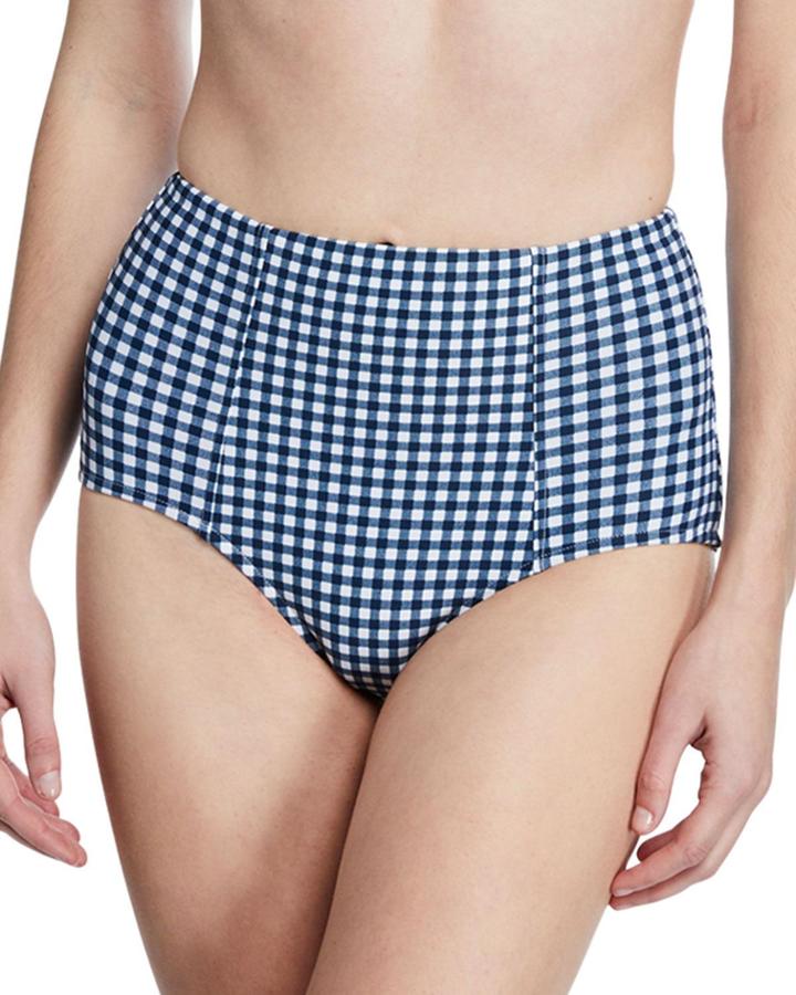 Capri Check High-waist Bikini Bottoms