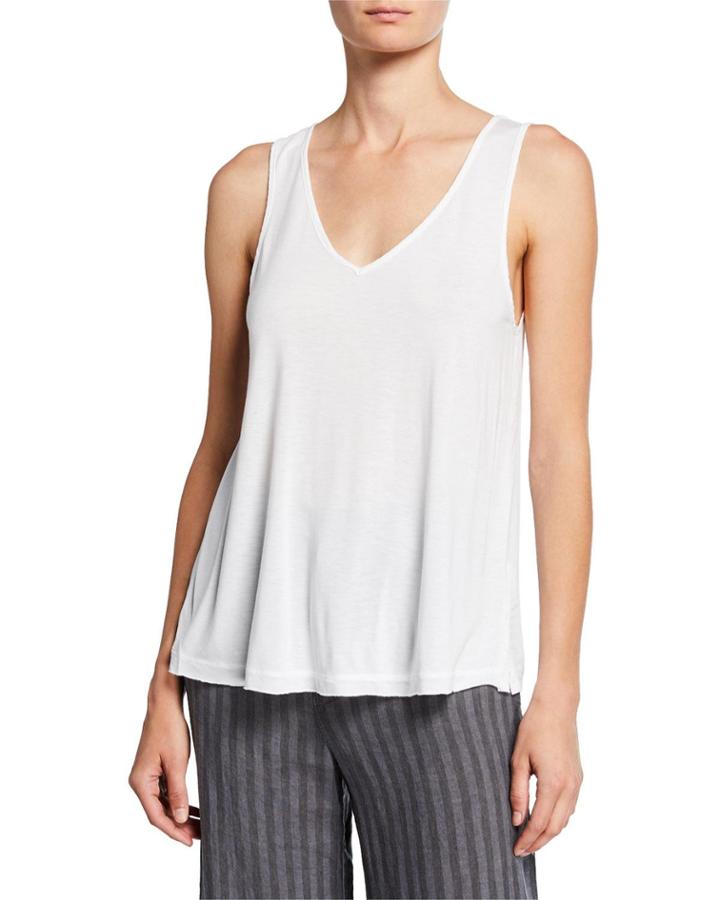 V-neck Jersey Tank With Voile Back