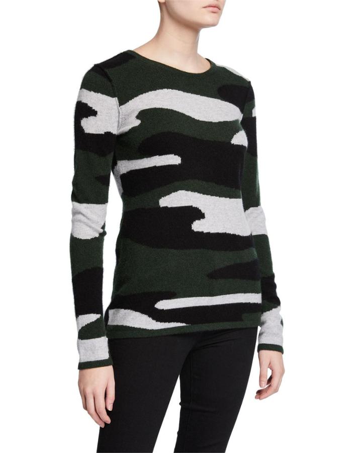 Cashmere Camo-print Crewneck
