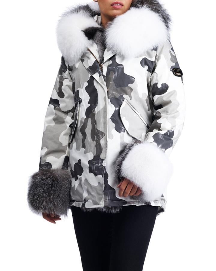 Apres-ski Camo Parka W/ Fox Trim