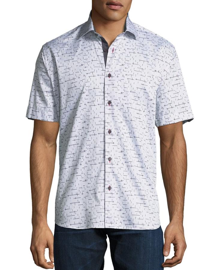 Shaped-fit Line-dot Short-sleeve