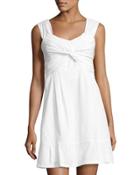 Front-twist Knit Dress, White