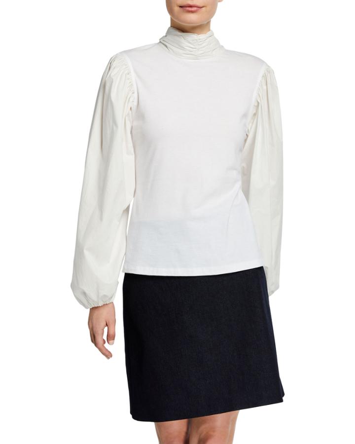 Kat Poplin Tie-neck Top