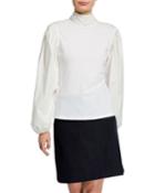 Kat Poplin Tie-neck Top