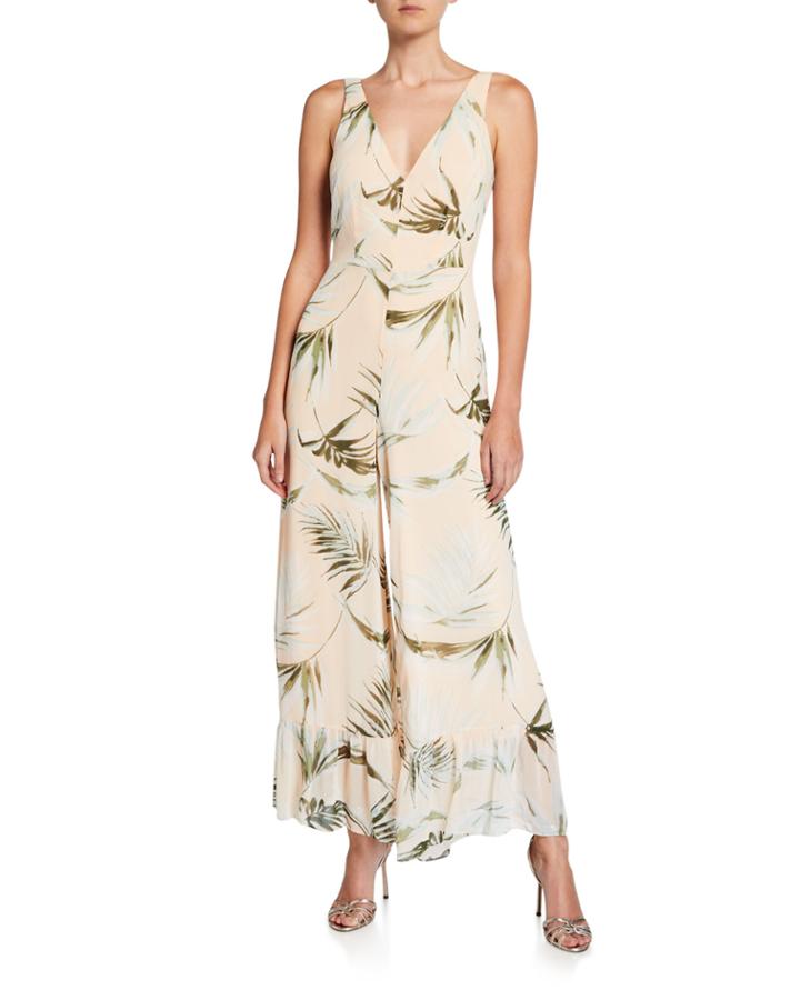 Royal Palm Sleeveless Wide-leg Jumpsuit