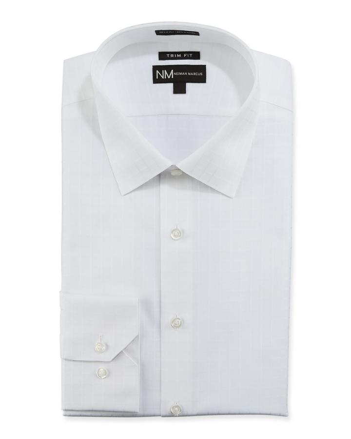 Men's Regular Finish Trim Fit Windowpane Dobby Dress