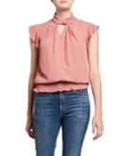 Short-sleeve Top With Twisted Neck