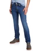 Men's Washed Denim Straight-leg Jeans