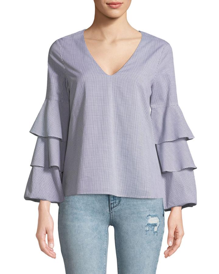 Micha Printed Tier-sleeve Blouse