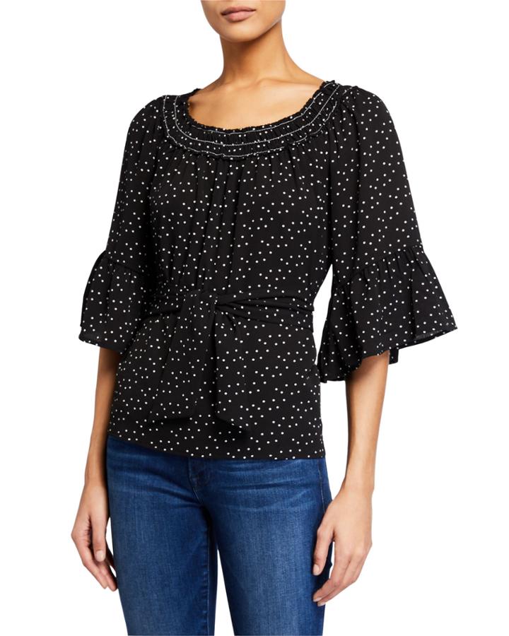 Polka Dot Tie-waist Top