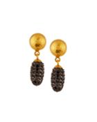 24k Small Cocoon Black Diamond Pav&eacute; Drop Earrings