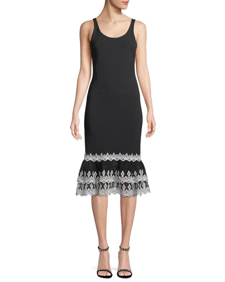 Diamond Crepe Applique Tank Dress