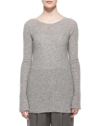 Long-sleeve Ribbed Cashmere/silk