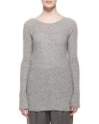 Long-sleeve Ribbed Cashmere/silk