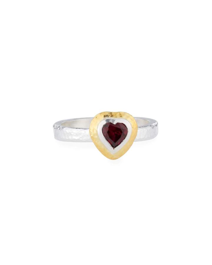 Romance Rhodolite Garnet Heart Ring,
