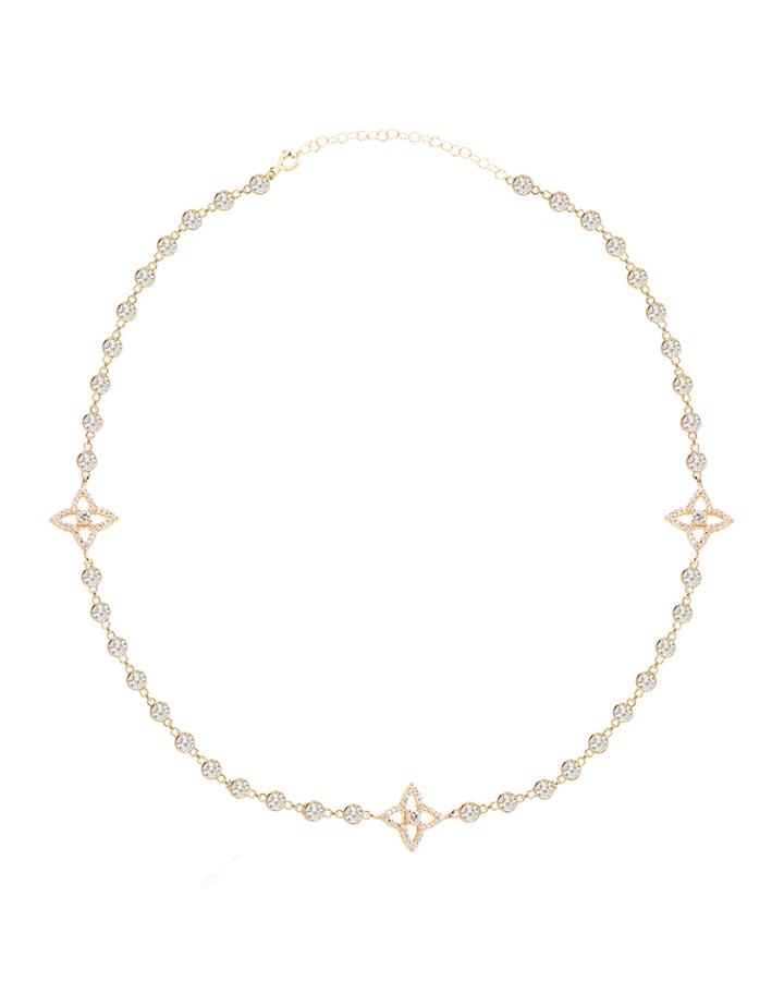 Diamondette Clover Choker Necklace, Gold