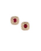 Estate 18k Yellow Gold Diamond Ruby Earrings
