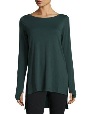 Willow Long-sleeve High-low Tunic, Emerald