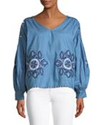 Livia Embroidered Peasant Blouse