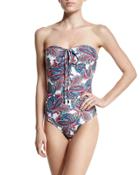 Paisley-print Bandeau One-piece