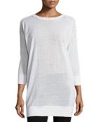 3/4-sleeve Embellished Tunic, White