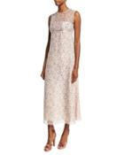 Sleeveless Floral Faux-bandeau Dress, Blush