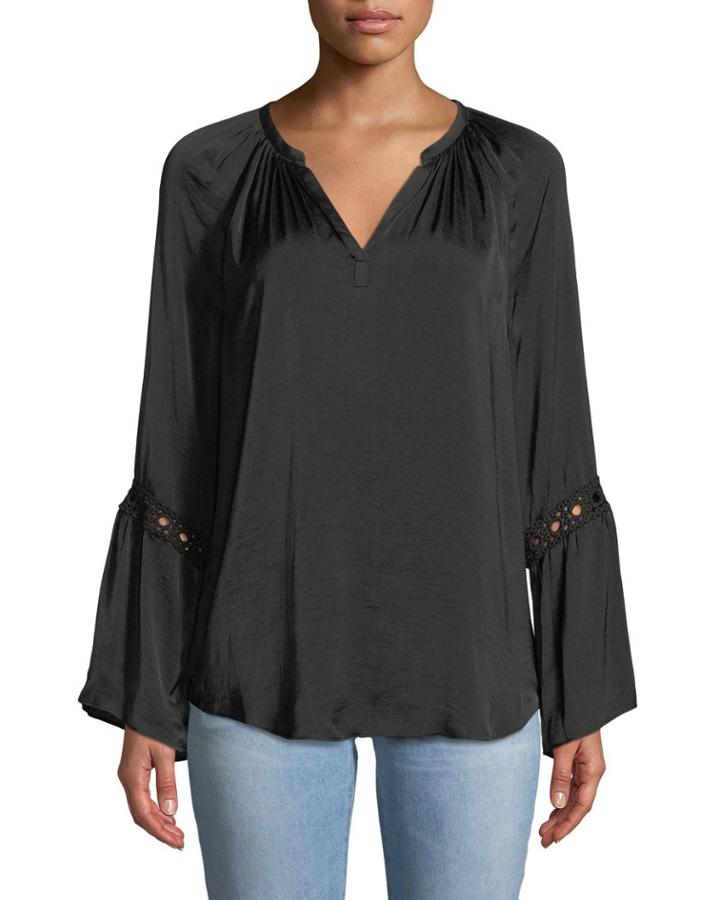 Long-sleeve Flounce Blouse