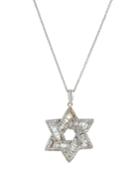 18k White Gold Diamond Star Of David Necklace,