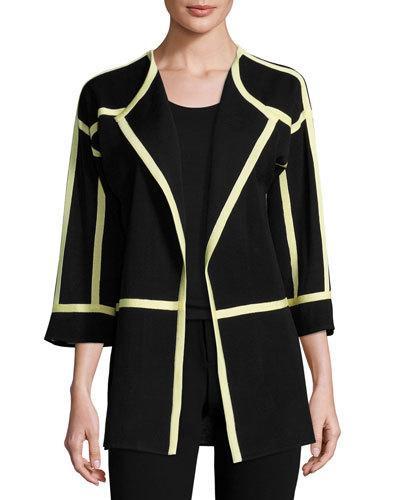 Contrast-trim Knit Jacket, Black/sorbet