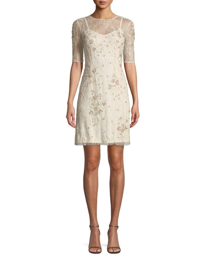 Beaded Lace Short Cocktail Dress