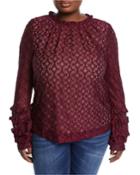 Embroidered Lace Ruffle Blouse,