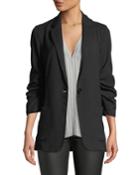 Long Ruched-sleeve Blazer
