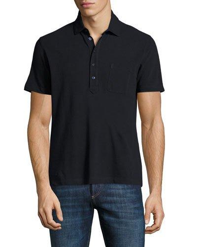 Cotton Pocket Polo Shirt, Blue Navy