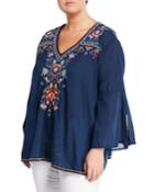 Bohdi Embroidered Cotton Voile Swing Shirt,