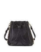 Stud-trim Leather Bucket Bag, Black/light Gold