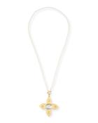 Large Mother-of-pearl & Topaz Flower Pendant Necklace