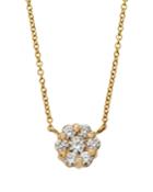 14k Yellow Gold Diamond Invisible Flower Pendant Necklace