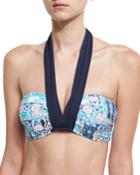 Silk Market Bandeau Swim Top, Bahama Blue