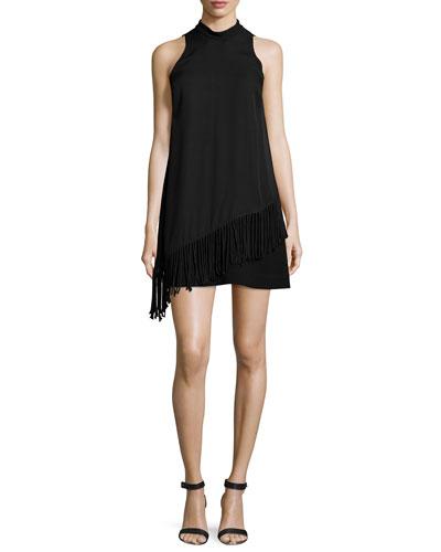 Annalisa Fringe-trimmed Dress, Black
