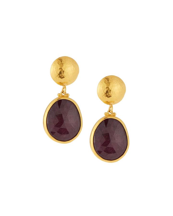 24k One-of-a-kind Ruby Drop Earrings
