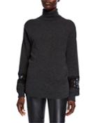 Cashmere Turtleneck Blouson-sleeve Sweater With