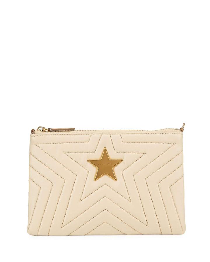 Stella Star Quilted Clutch Bag, Cream