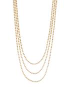 Golden Triple-strand Pearl Necklace