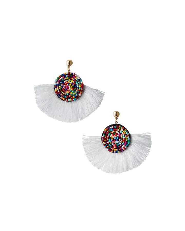 Seed Bead Thread-fringe Earrings