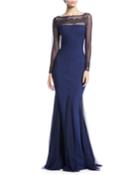 Nieves Embroidered Illusion Trumpet Gown